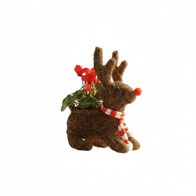 Sitting Reindeer – Festive Decorative Ornament (Red, White, or Red & White) The Rose Press Garden