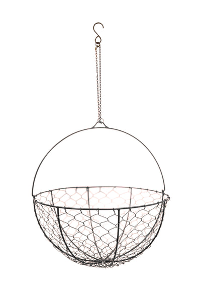 Outdoor Hanging Wired Netted Basket - Zinc