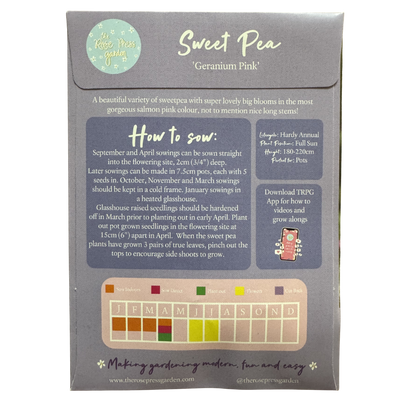 Sweet Pea 'Geranium Pink' Seeds The Rose Press Garden